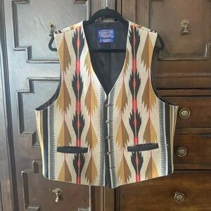 Pendleton Tan, Black & Cream Geometric Wool Vest